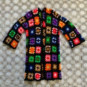 Vintage granny crochet sweater coat
